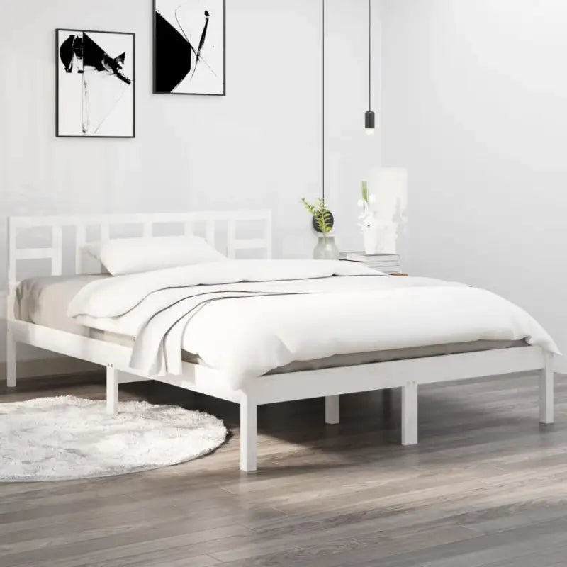 Klassiek bedframe met massief grenenhout en multiplex lattenbodem - Wit / 120 x 190 cm - Bedden & bedframes