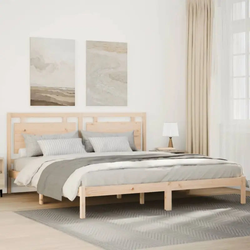 Klassiek bedframe met multiplex lattenbodem en massief grenenhout - Bedden & bedframes