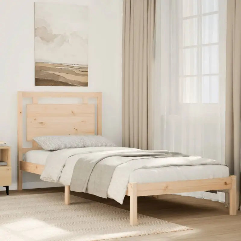Klassiek bedframe met multiplex lattenbodem en massief grenenhout - Naturel / 100 x 210 cm - Bedden & bedframes