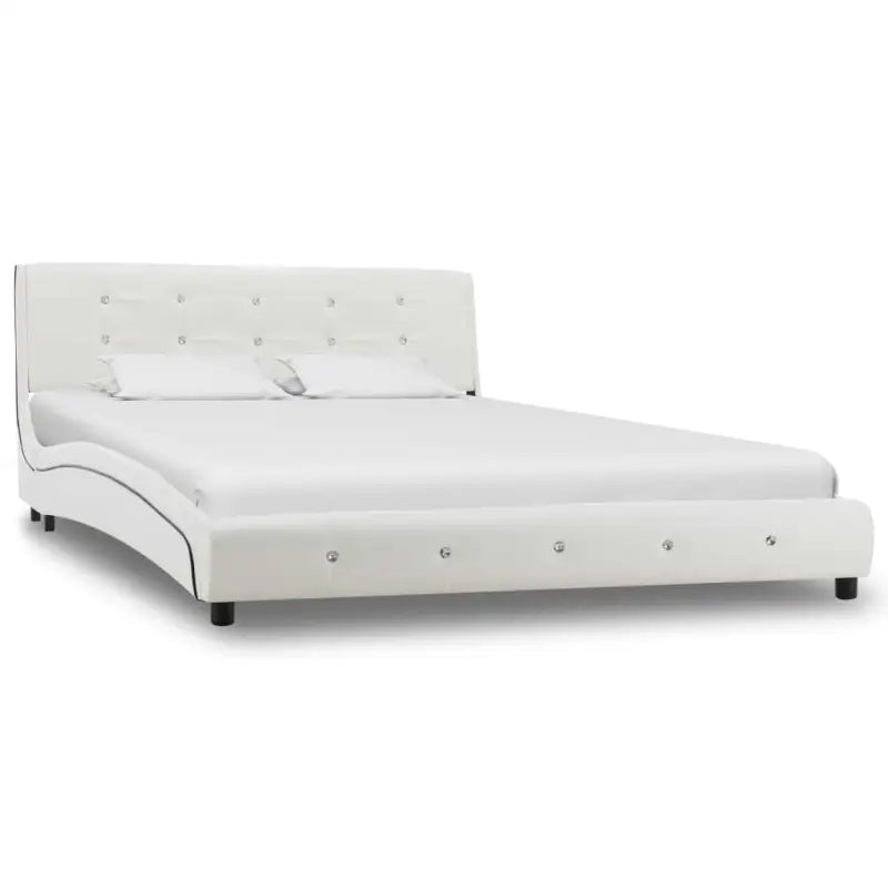 Klassiek bedframe met stalen poten voor een elegante slaapkamerstijl - Wit / 140 x 200 cm - Bedden & bedframes