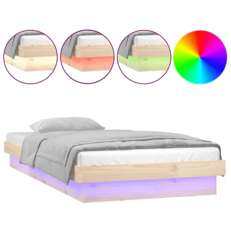 Klassiek bedframe van massief grenenhout met kleurrijke LED’s - Bedden & bedframes