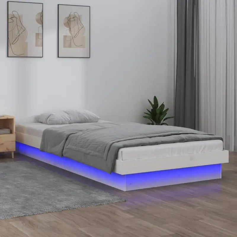 Klassiek bedframe van massief grenenhout met kleurrijke LED’s - Wit / 90 x 190 cm - Bedden & bedframes