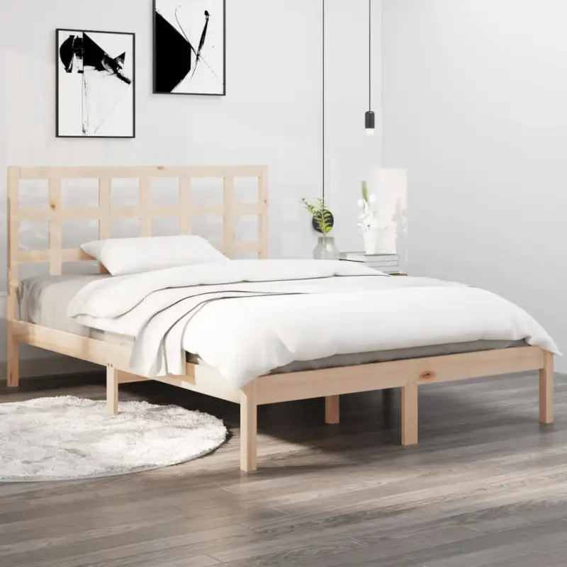 Klassiek bedframe van massief grenenhout voor een tijdloze slaapkamer uitstraling - Naturel / 180 x 200 cm - Bedden &