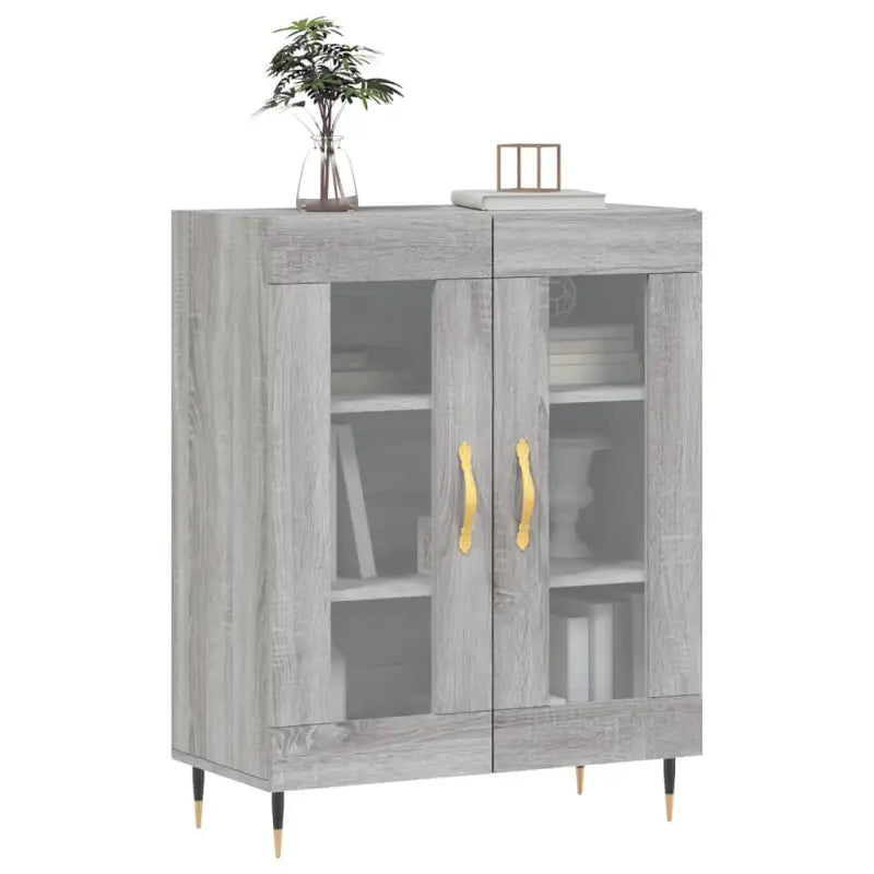Klassiek Dressoir met Glas in Bewerkt Hout Grijs Sonoma Conducto - Dressoirs & buffetkasten