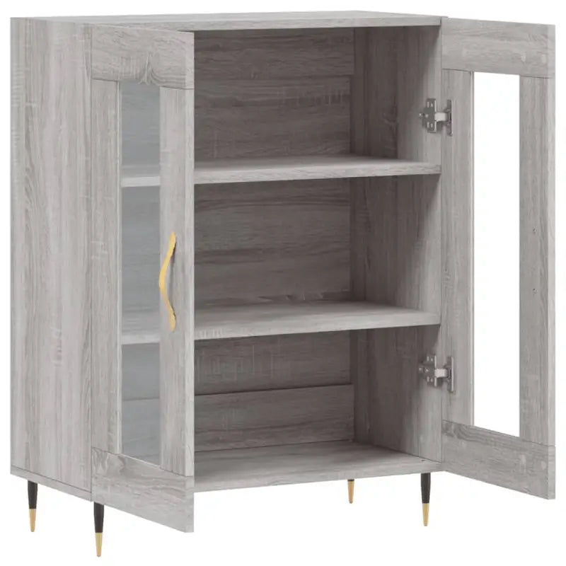 Klassiek Dressoir met Glas in Bewerkt Hout Grijs Sonoma Conducto - Dressoirs & buffetkasten