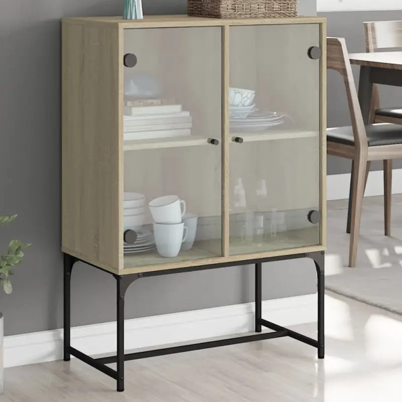 Klassiek dressoir met glazen deuren van duurzaam bewerkte hout - Sonoma eiken / 1 - Dressoirs & buffetkasten