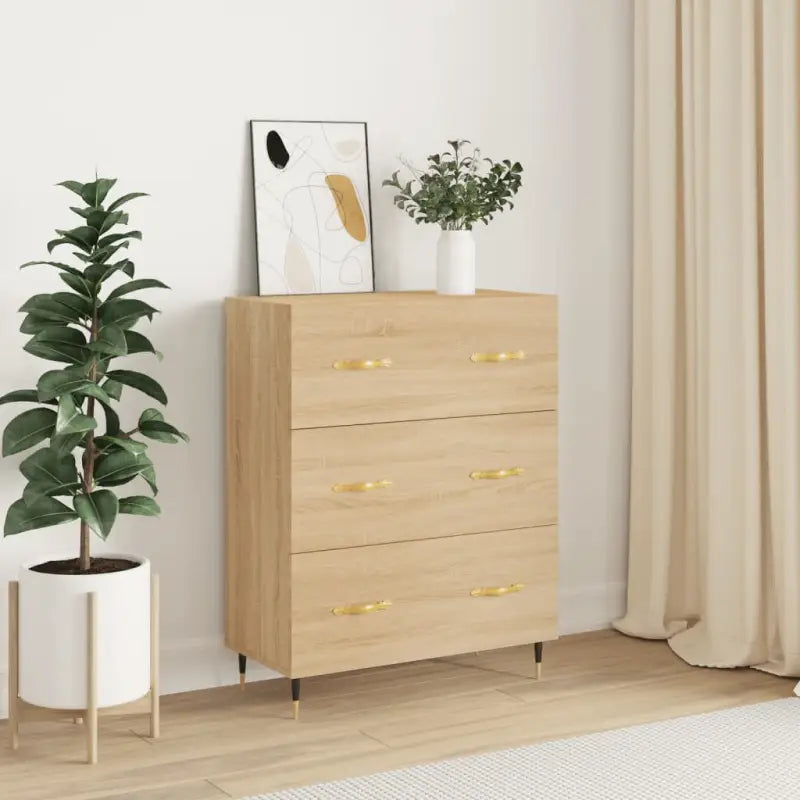 Klassiek dressoir met metalen pootjes in grijs Sonoma van bewerkt hout - Sonoma eiken / 1 - Dressoirs & buffetkasten