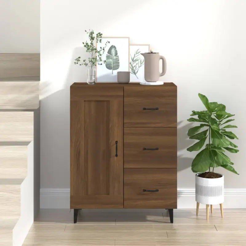 Klassiek dressoir van bewerkt hout met elegante uitstraling - bruin eikenkleur / 1 - Dressoirs & buffetkasten