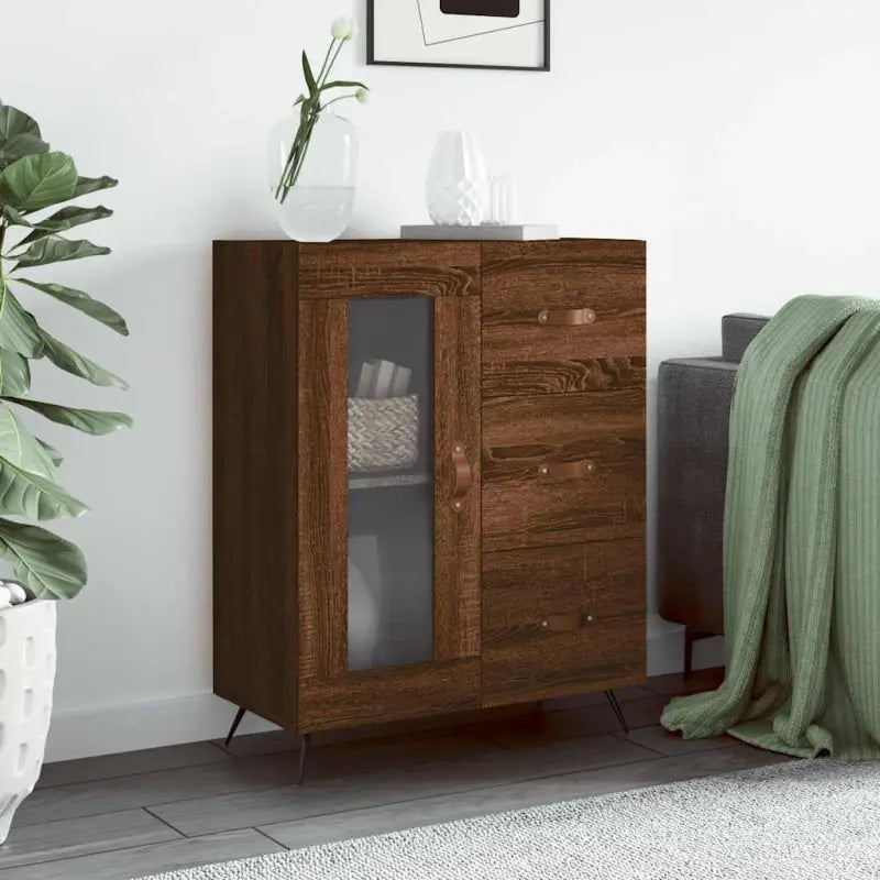 Klassiek dressoir van bewerkt hout met tijdloze uitstraling - bruin eikenkleur / 1 - Dressoirs & buffetkasten