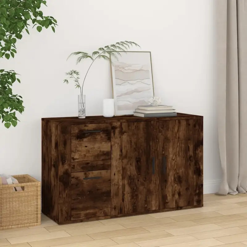 Klassiek dressoir van bewerkt hout met tijdloze uitstraling - Gerookt eiken / 1 - Dressoirs & buffetkasten