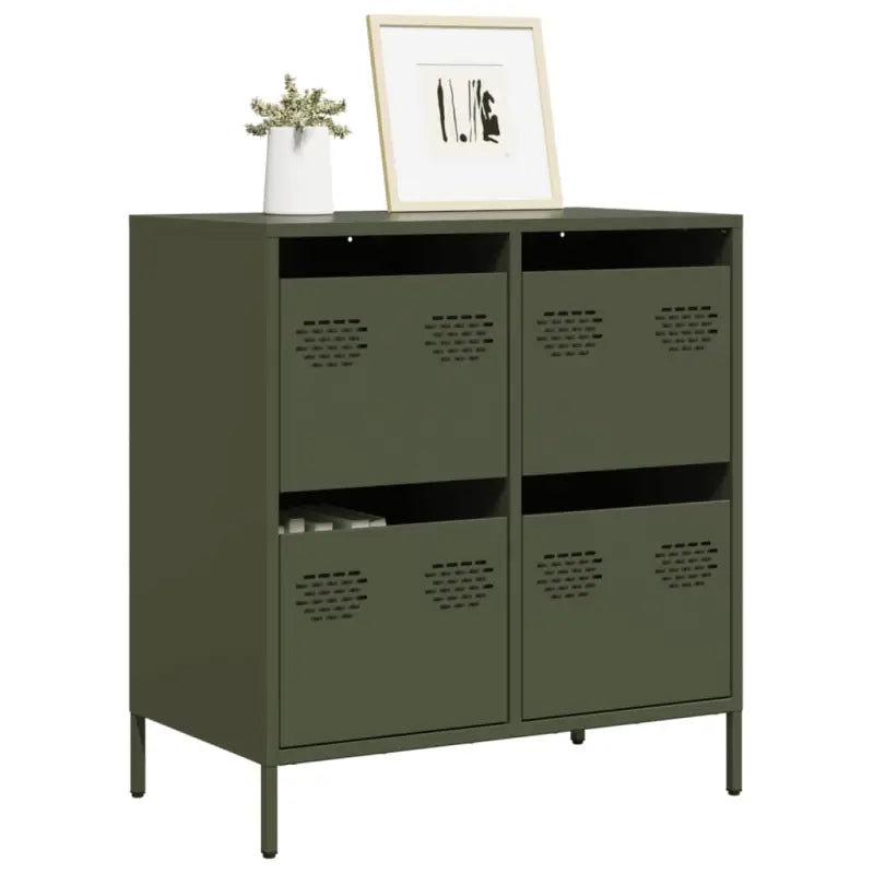Klassiek dressoir van koudgewalst staal voor huis en kantoor - Olijfgroen / 1 / 68 cm - Dressoirs & buffetkasten