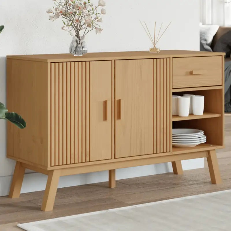 Klassiek dressoir van massief grenenhout met houten poten - Dressoirs & buffetkasten
