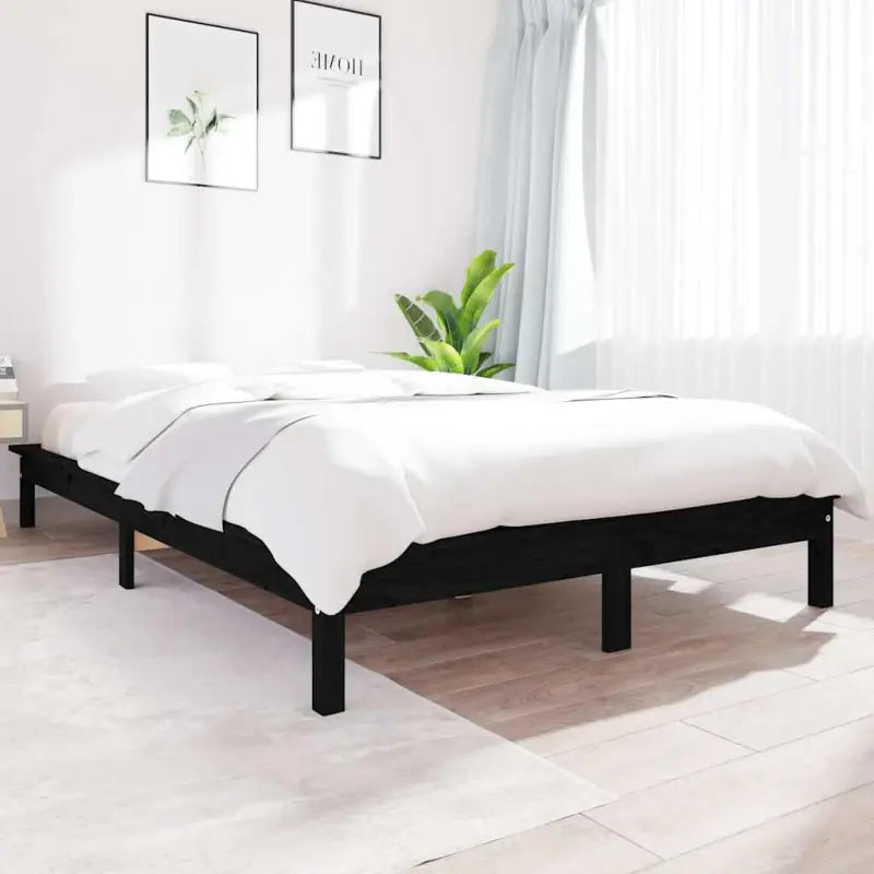 Klassiek houten bed met massief grenenhout voor een moderne slaapkamer - Zwart / 120 x 200 cm - Bedden & bedframes