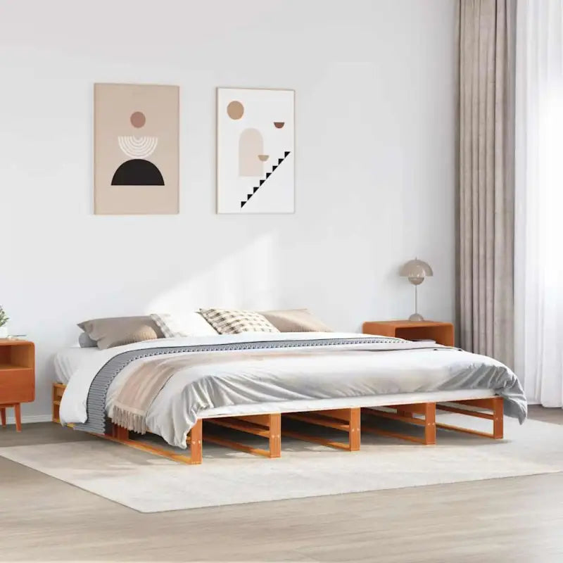Klassiek houten bed met massief grenenhout voor een moderne slaapkamer - Wasbruin / 180 x 200 cm - Bedden & bedframes
