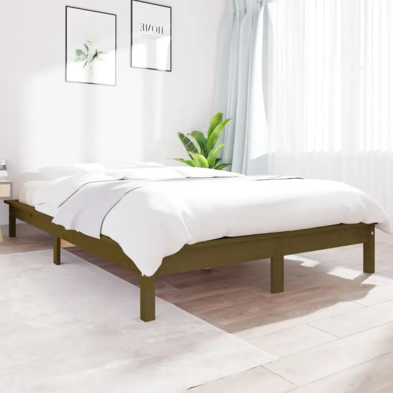 Klassiek houten bed met massief grenenhout voor een moderne slaapkamer - Honingbruin / 140 x 200 cm - Bedden & bedframes