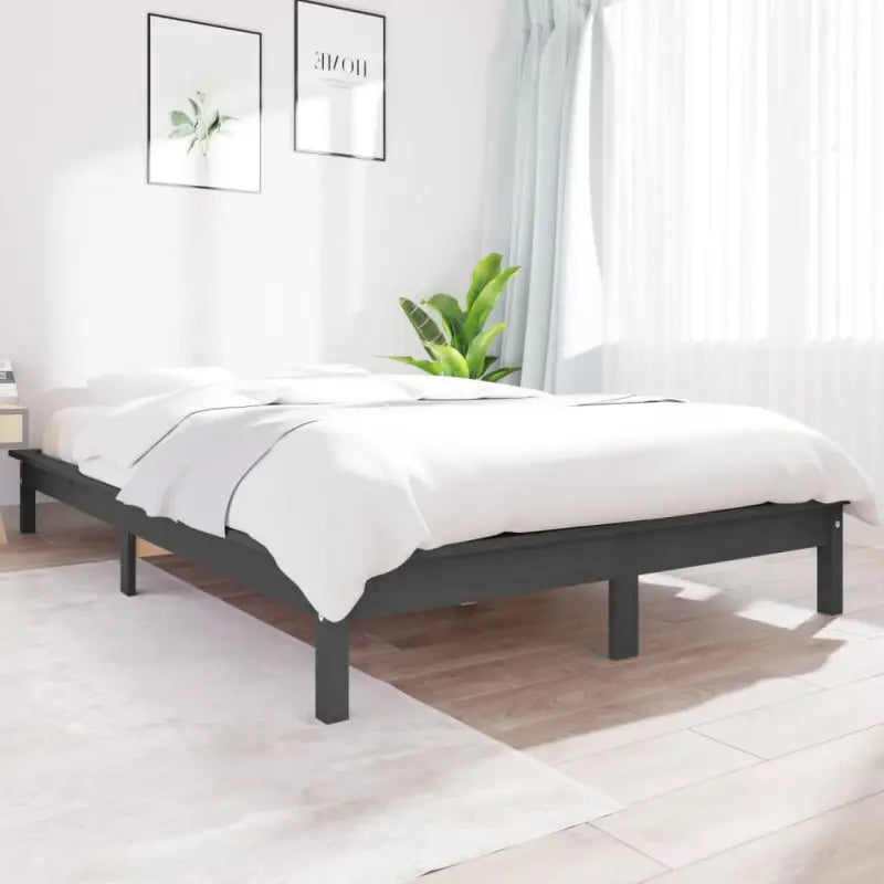 Klassiek houten bed met massief grenenhout voor een moderne slaapkamer - Grijs / 120 x 190 cm - Bedden & bedframes