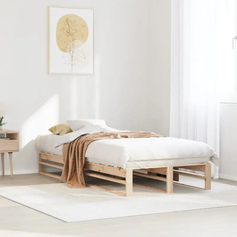 Klassiek houten bed met massief grenenhout voor een moderne slaapkamer - Naturel / 100 x 200 cm - Bedden & bedframes
