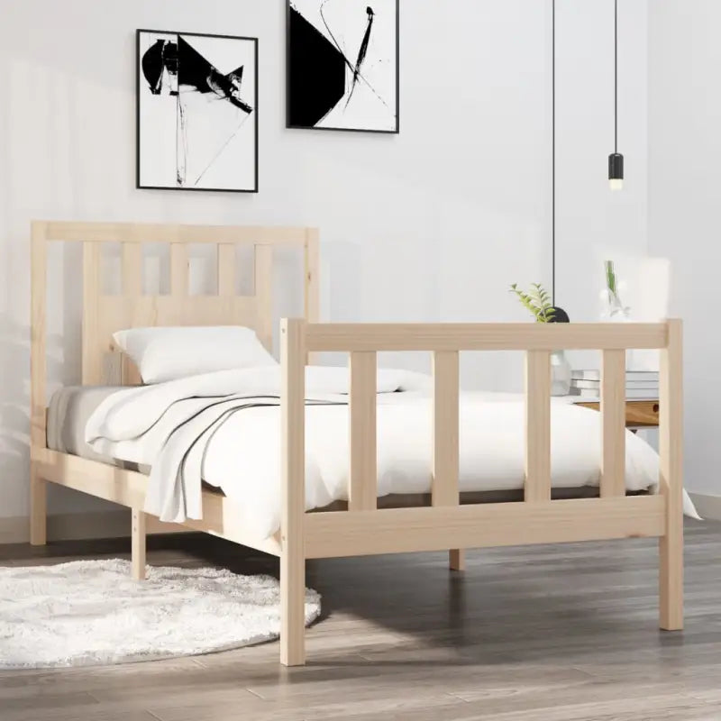 Klassiek houten bedframe van massief grenenhout voor rust en comfort - Naturel / 90 x 190 cm - Bedden & bedframes