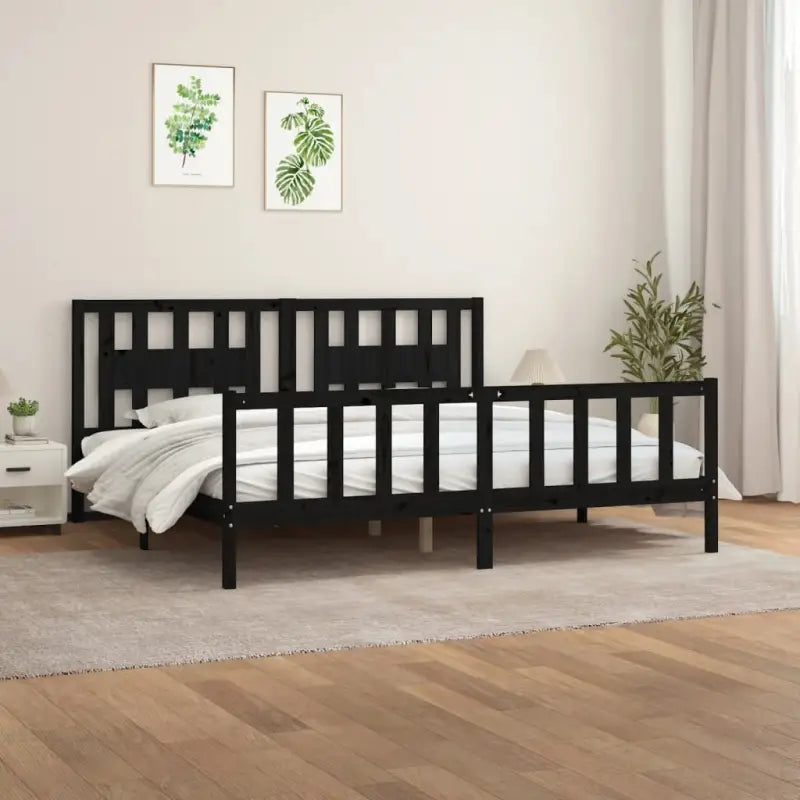 Klassiek houten bedframe van massief grenenhout voor rust en comfort - Zwart / 200 x 200 cm - Bedden & bedframes