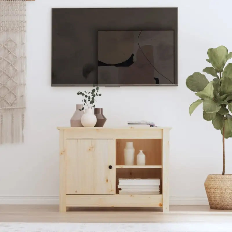 Klassiek houten tv-meubel van massief grenenhout voor in je woonkamer - Naturel / 1 - Tv-meubels