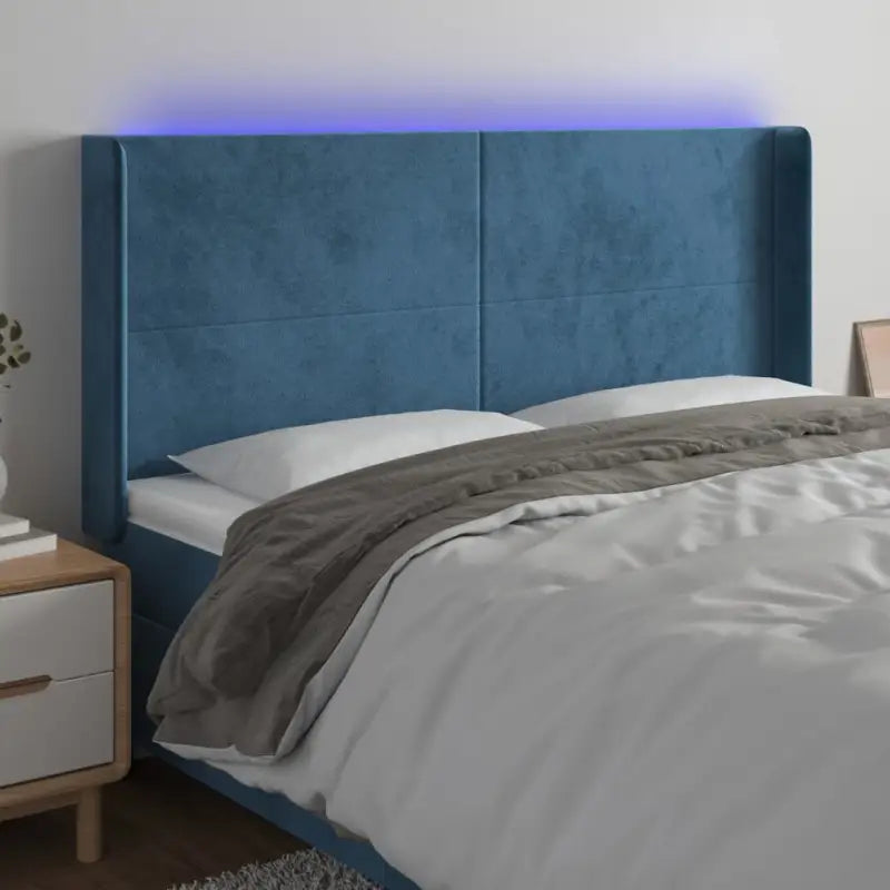 Klassiek LED-hoofdbord voor een moderne slaapkamer uitstraling - Donkerblauw / 163 x 16 x 118/128 cm / 1 - Hoofdborden