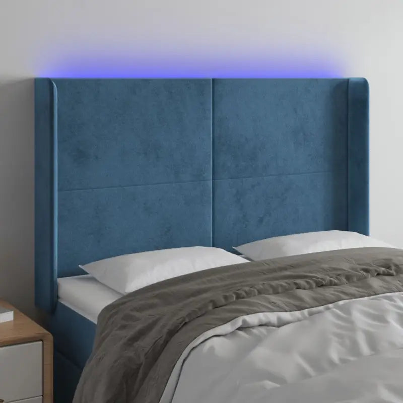 Klassiek LED-hoofdbord voor een moderne slaapkamer uitstraling - Donkerblauw / 147 x 16 x 118/128 cm / 1 - Hoofdborden