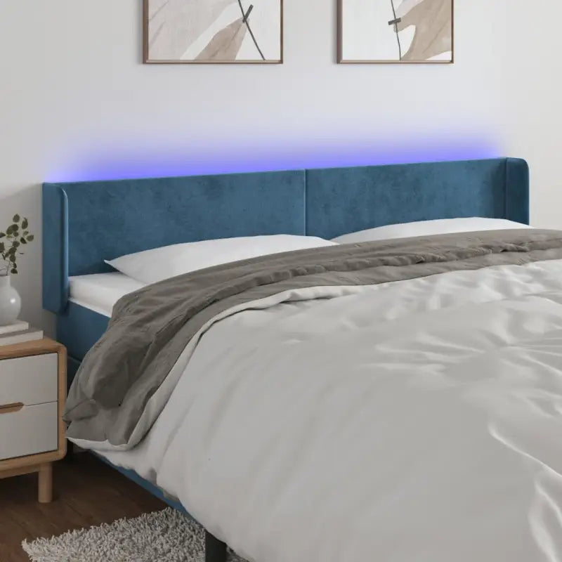 Klassiek LED-hoofdbord voor een moderne slaapkamer uitstraling - Donkerblauw / 183 x 16 x 78/88 cm / 1 - Hoofdborden