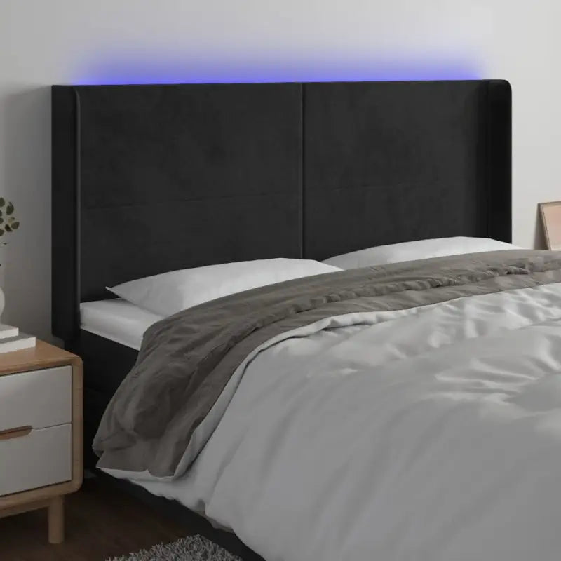 Klassiek LED-hoofdbord voor een moderne slaapkamer uitstraling - Zwart / 183 x 16 x 118/128 cm / 1 - Hoofdborden