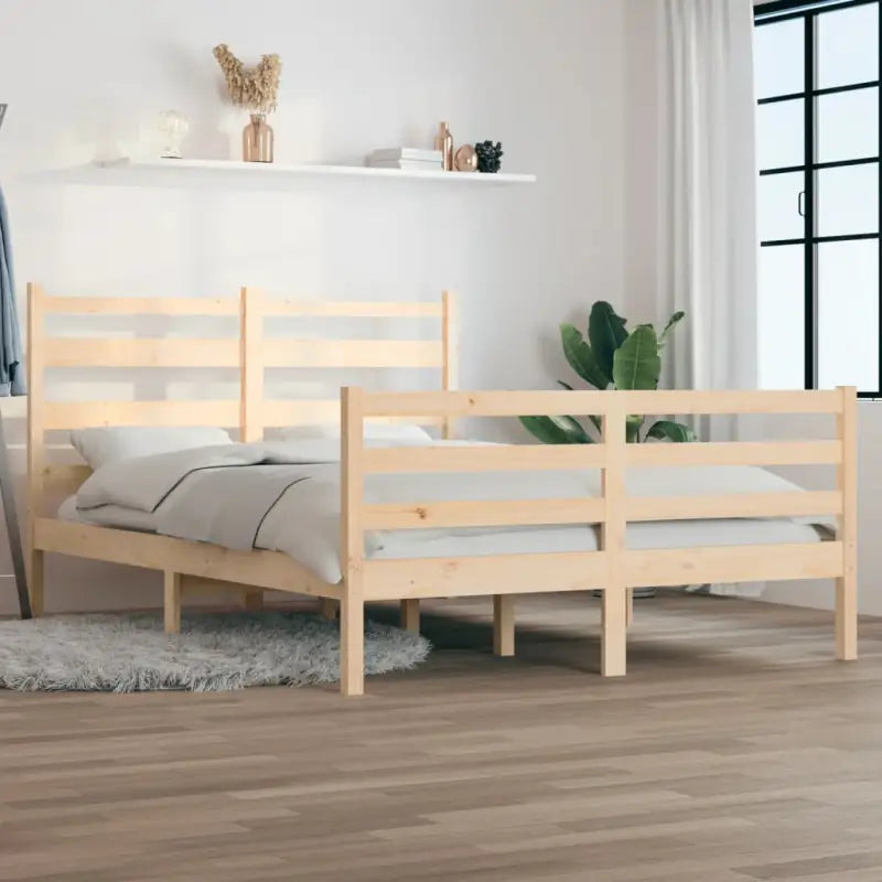 Klassiek massief grenenhouten bedframe met aanvullende ondersteuning - Naturel / 140 x 200 cm - Bedden & bedframes