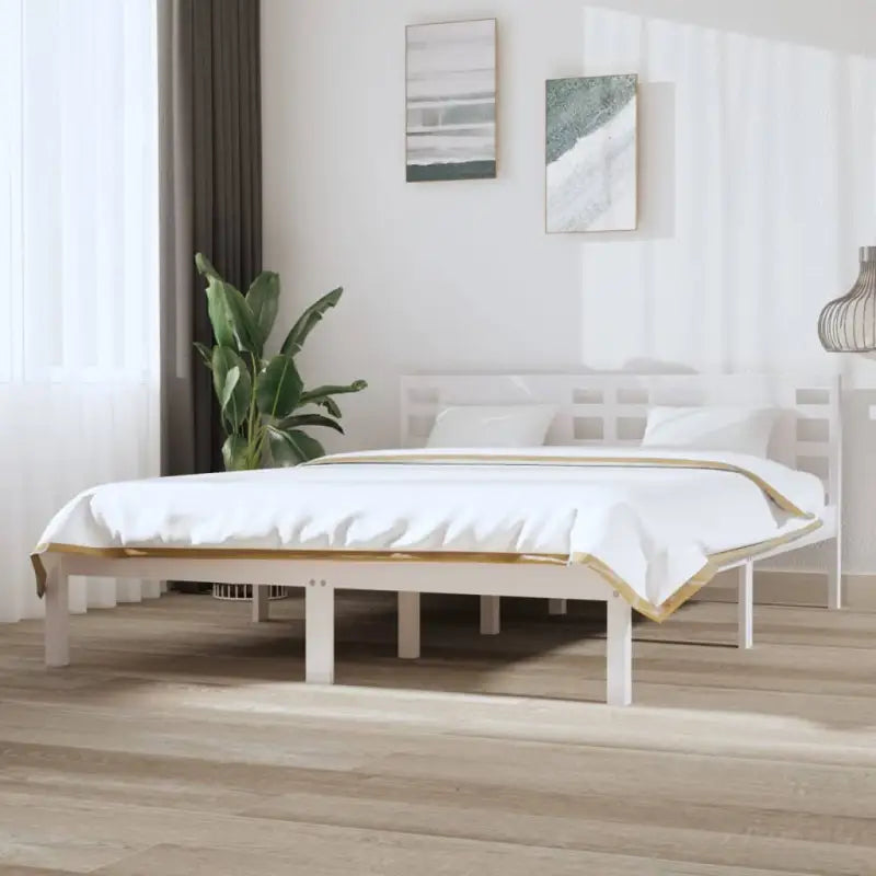 Klassiek massief grenenhouten bedframe met aanvullende ondersteuning - Wit / 120 x 200 cm - Bedden & bedframes