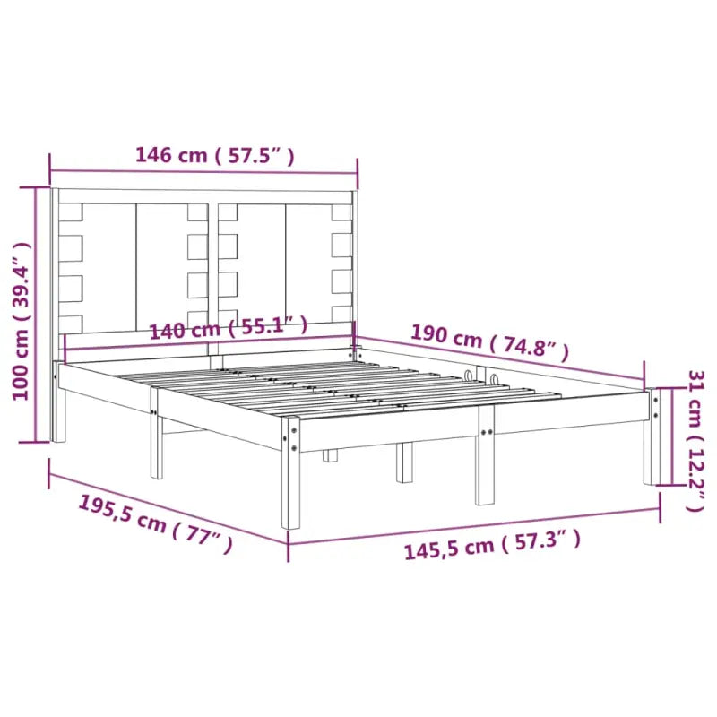 Klassiek massief grenenhouten bedframe met aanvullende ondersteuning - Bedden & bedframes