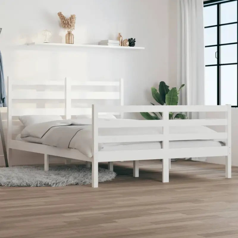 Klassiek massief grenenhouten bedframe met aanvullende ondersteuning - Wit / 160 x 200 cm - Bedden & bedframes