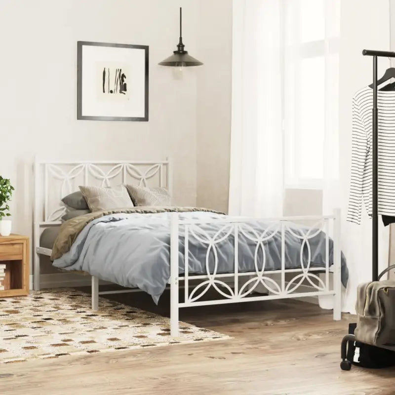 Klassiek metalen latten bedframe met extra opbergruimte - Wit / 100 x 200 cm / met hoofdbord & voetbord - Bedden &
