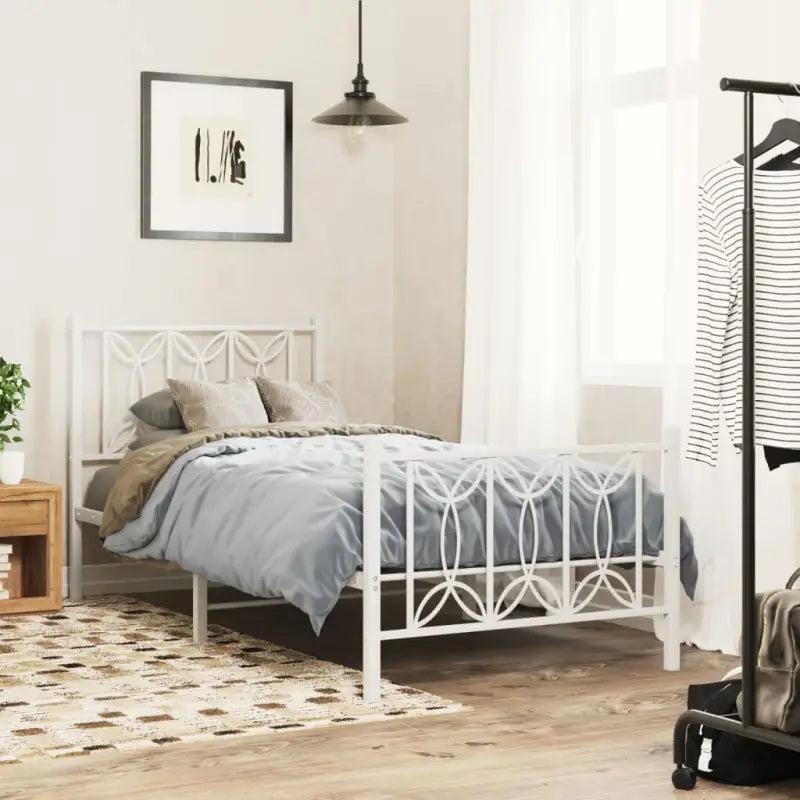 Klassiek metalen latten bedframe met extra opbergruimte - Wit / 90 x 200 cm / met hoofdbord & voetbord - Bedden &
