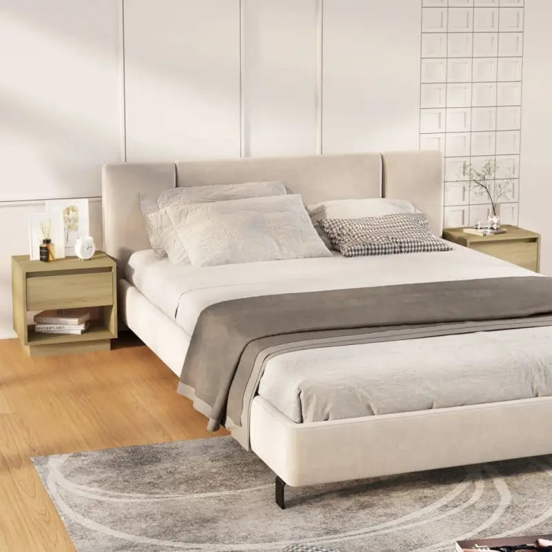 Klassiek nachtkastje van bewerkt hout met duurzame constructie - Sonoma eiken / 2 - Nachtkastjes