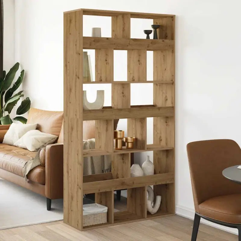 Klassieke Boekenkast van bewerkt hout met strak ontwerp - artisanaal eikenkleurig / 1 / 187.5 cm - Boekenkasten