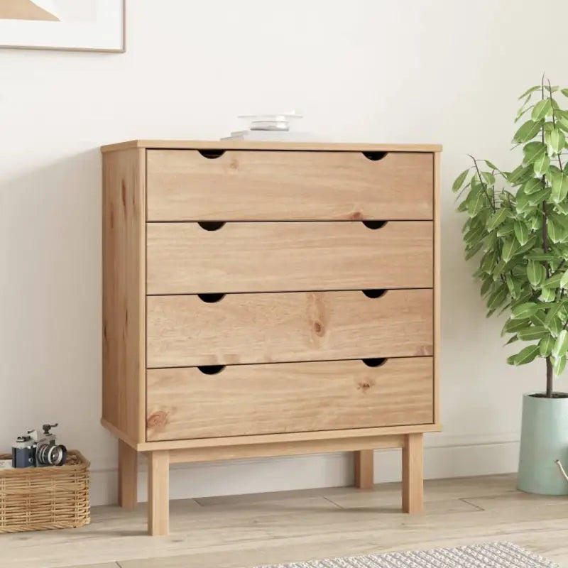 Klassieke houten commode met massief grenenhout voor Scandinavisch interieur - Bruin / 1 - Commodes & ladekasten