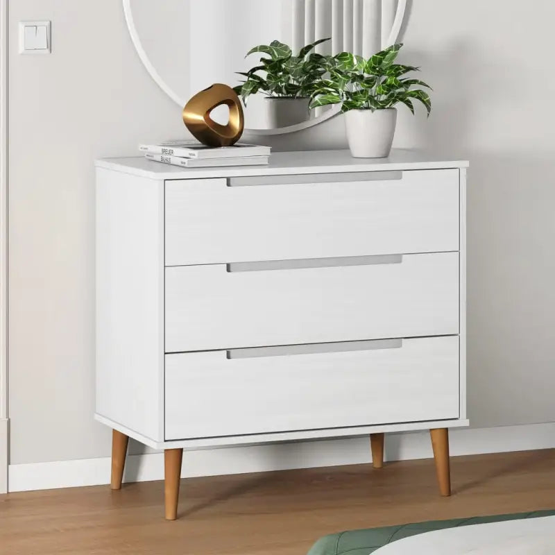 Klassieke houten ladekast van massief grenenhout voor scandinavisch interieur - Commodes & ladekasten