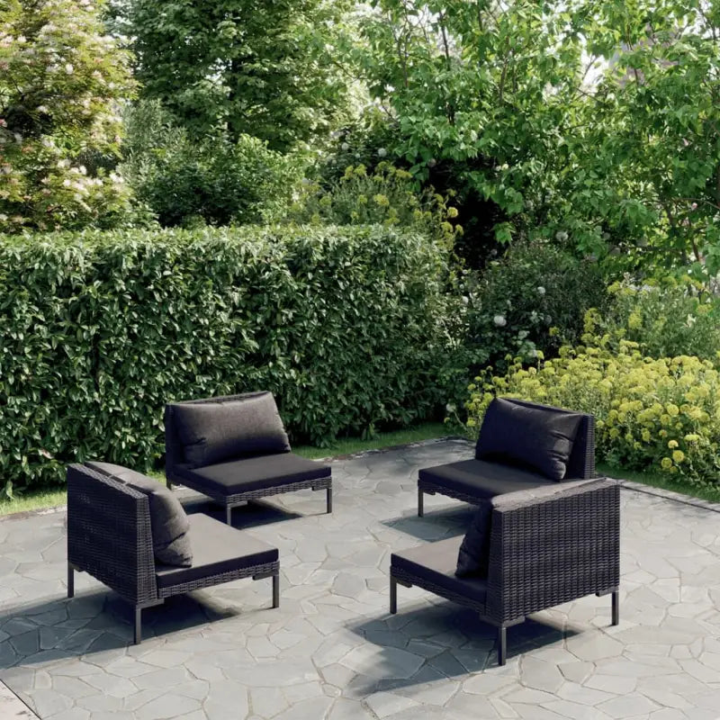 Klassieke loungeset met halfrond PE-rattan en lichtgewicht constructie - 4x midden - Tuinsets