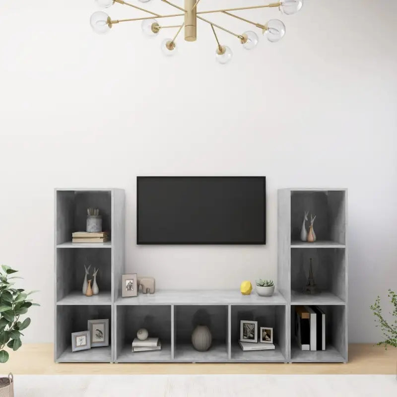 Klassieke TV-meubel van bewerkt hout voor een stijlvolle woonkamer - Betongrijs / 3 - Tv-meubels