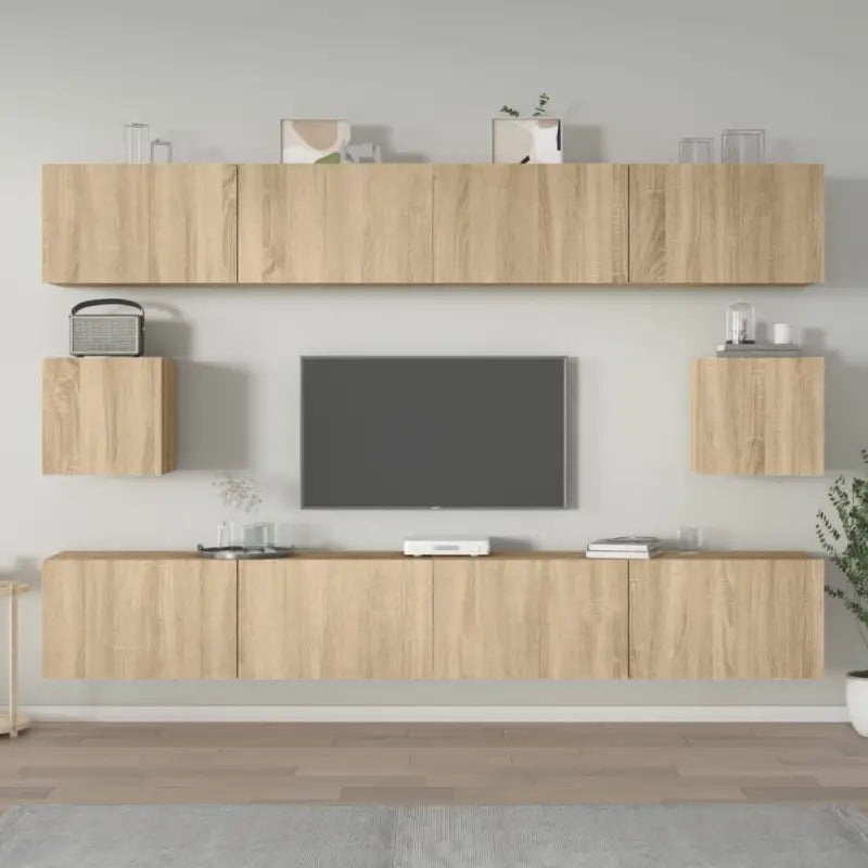 Klassieke Tv-meubels met bewerkt hout en hoogwaardig design - Sonoma eiken / 6 / 100 cm - Tv-meubels