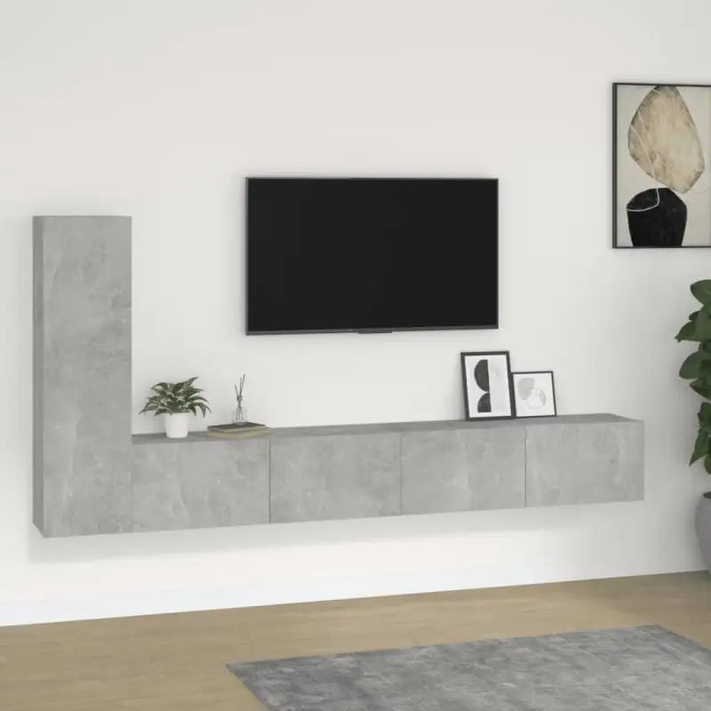 Klassieke Tv-meubels met bewerkt hout voor een stijlvolle kamer - Betongrijs / 3 / 100 cm - Tv-meubels