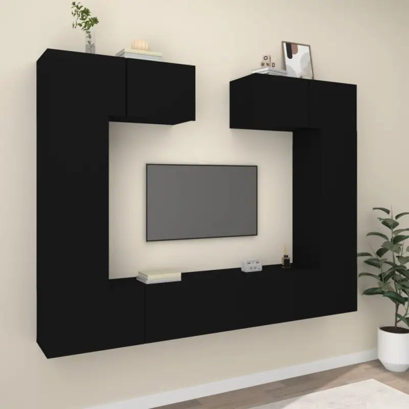 Klassieke Tv-meubels met bewerkt hout voor een stijlvolle kamer uitstraling - Zwart / 6 / 100 cm - Tv-meubels