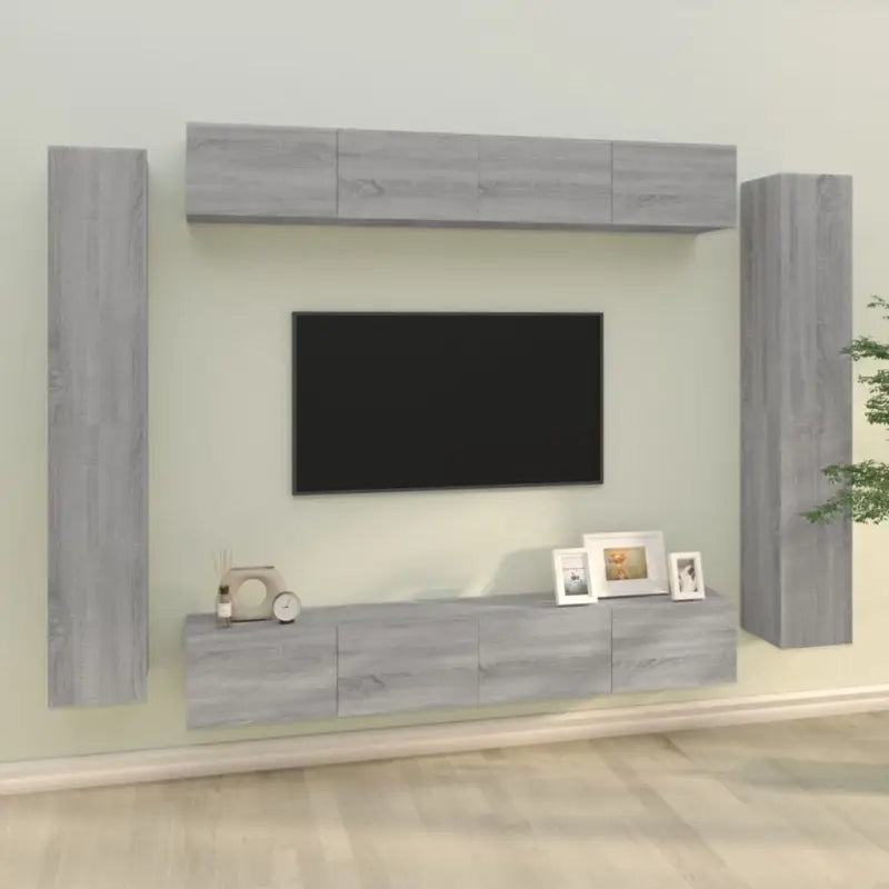 Klassieke Tv-meubels met bewerkt hout voor een stijlvolle woonkamer - Grijs sonoma / 8 / 100 cm - Tv-meubels