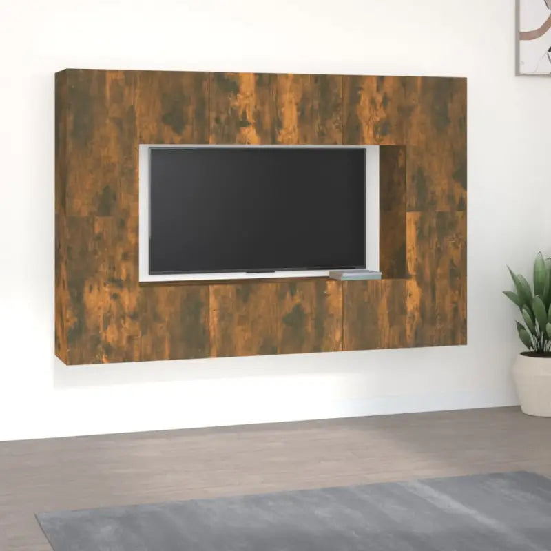 Klassieke Tv-meubels met bewerkt hout voor een stijlvolle woonkamer - Gerookt eiken / 8 / 60 cm - Tv-meubels
