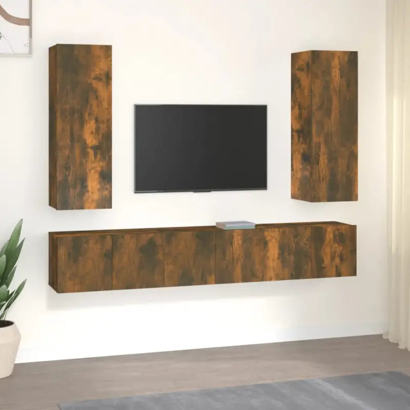 Klassieke tv-meubels van bewerkt hout met trendy en praktische ontwerp - Gerookt eiken / 5 / 60 cm - Tv-meubels