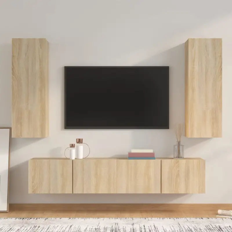 Klassieke tv-meubels van bewerkt hout met trendy en praktische ontwerp - Sonoma eiken / 4 / 80 cm - Tv-meubels