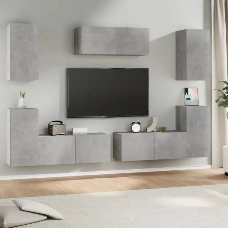 Klassieke TV-meubels van bewerkt hout met trendy en praktische design - Betongrijs / 7 / 80 cm - Tv-meubels