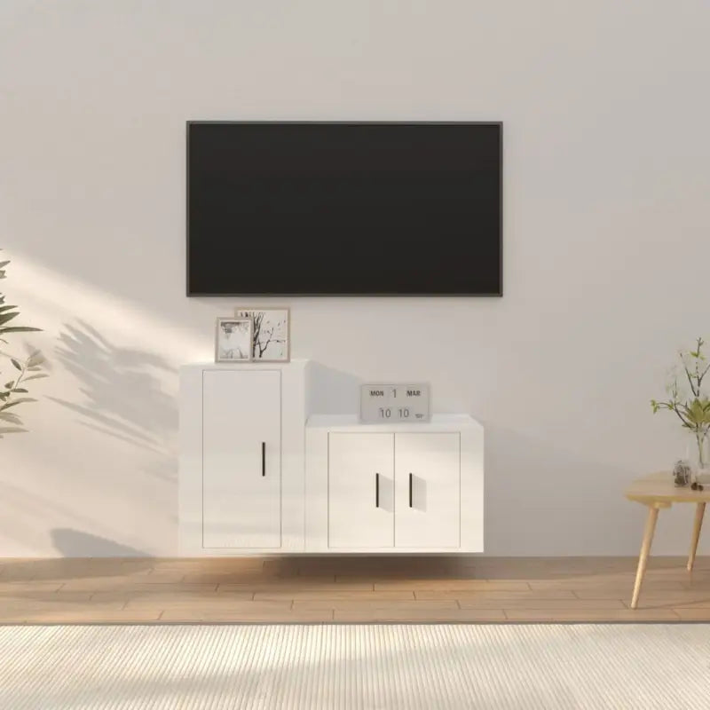 Klassieke Tv-meubels van bewerkt hout met trendy en praktische design - Hoogglans wit / 2 - Tv-meubels