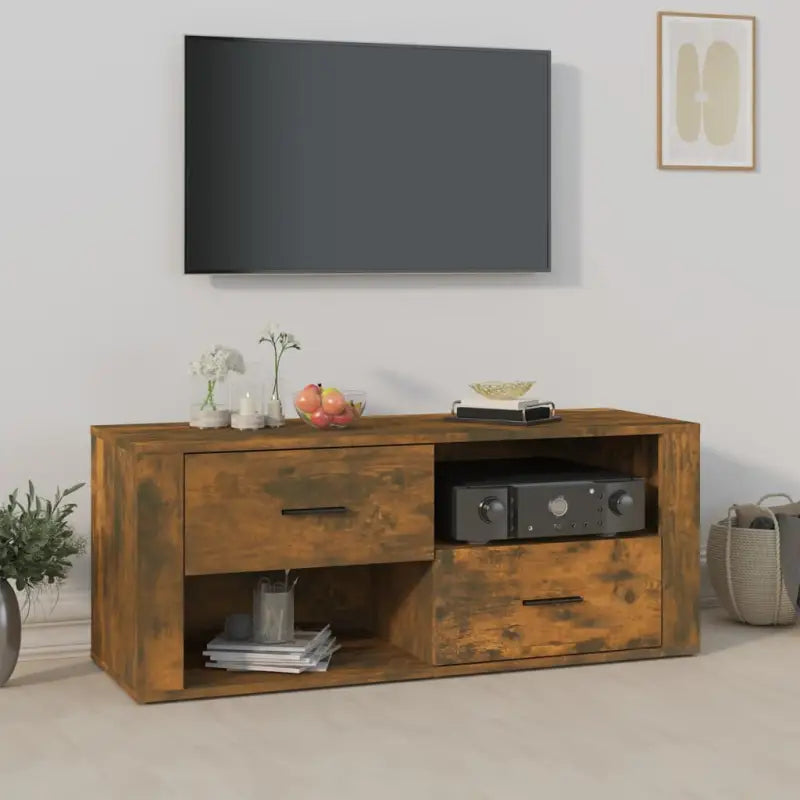 Klassieke tv-meubels van bewerkt hout voor een stijlvolle woonkamer - Gerookt eiken / 1 - Tv-meubels